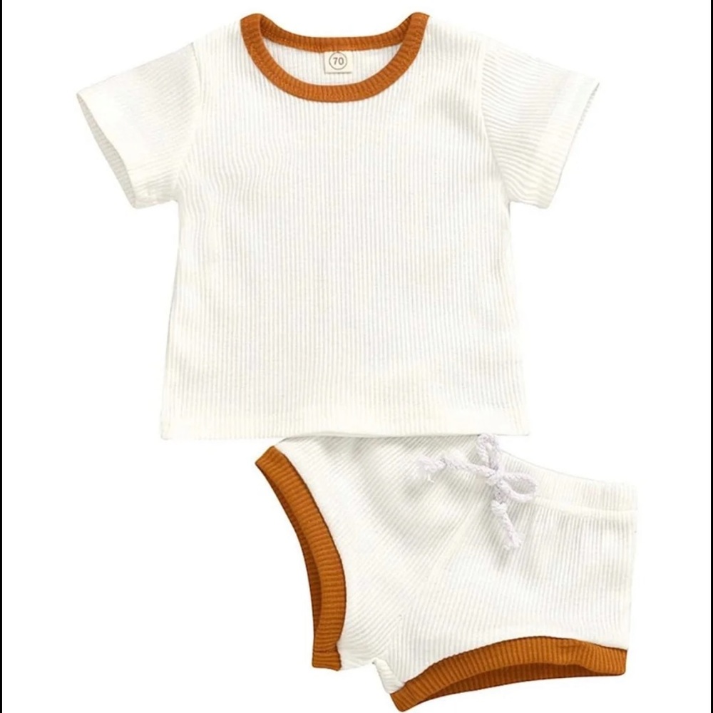 NWOT Boutique Ribbed Baby Neutral Summer Set